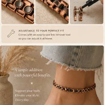 Pure Copper Magnetic Therapy Anklet- Weave Design