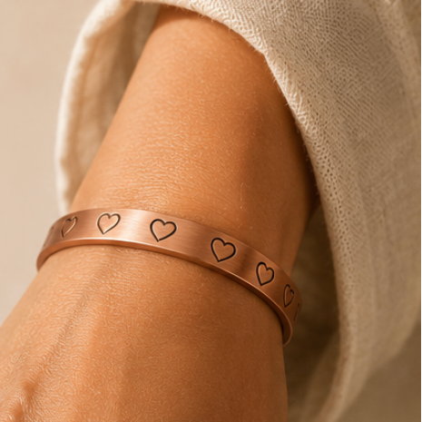 Pure Copper Magnetic Therapy Bracelet - Hearts Design Small