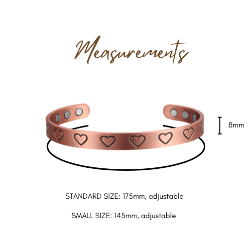 Pure Copper Magnetic Therapy Bracelet - Hearts Design Small