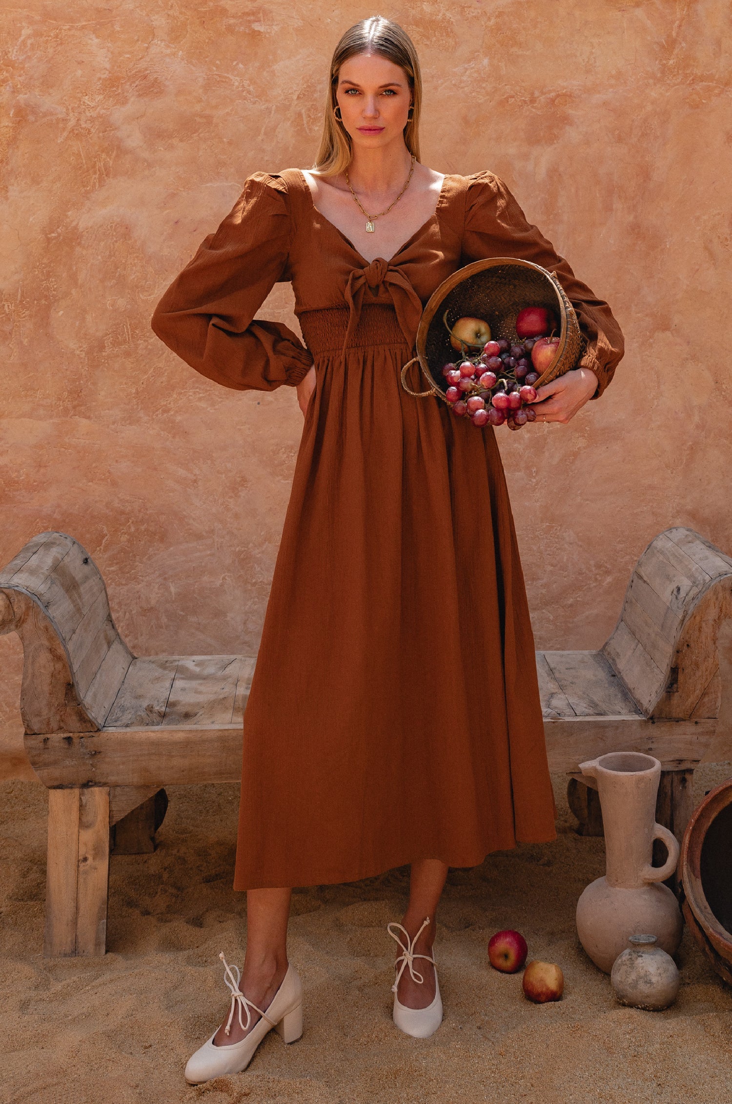 Puff Sleeve Linen Dress