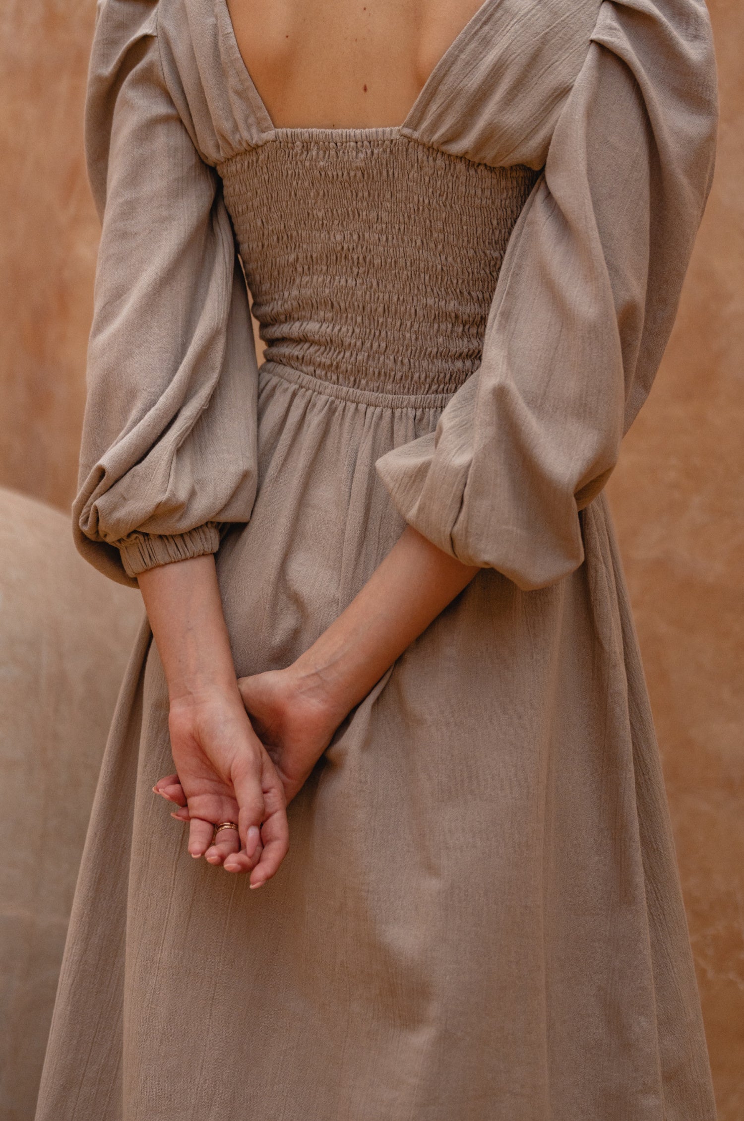 Puff Sleeve Linen Dress