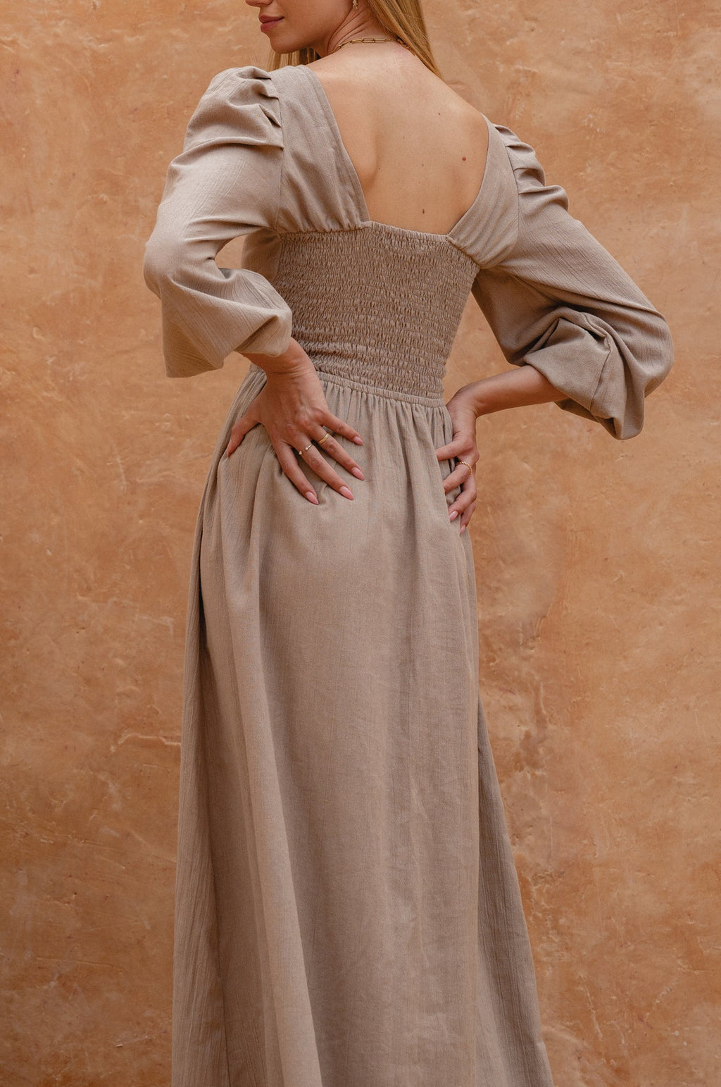 Puff Sleeve Linen Dress
