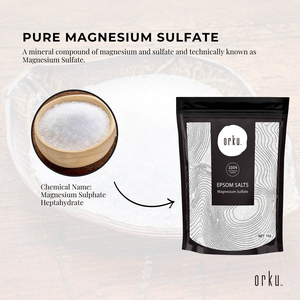 Orku 1Kg Epsom Salt - Magnesium Sulphate Bath Salts Skin Body-3
