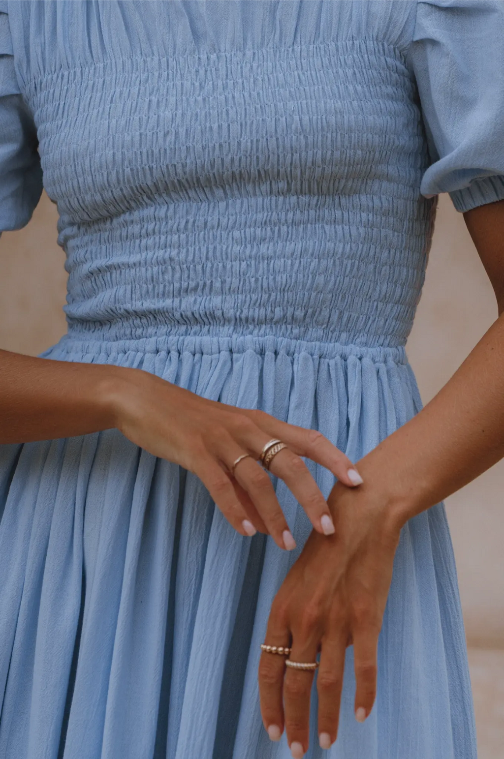 Sophie Smocked Linen Midi Dress