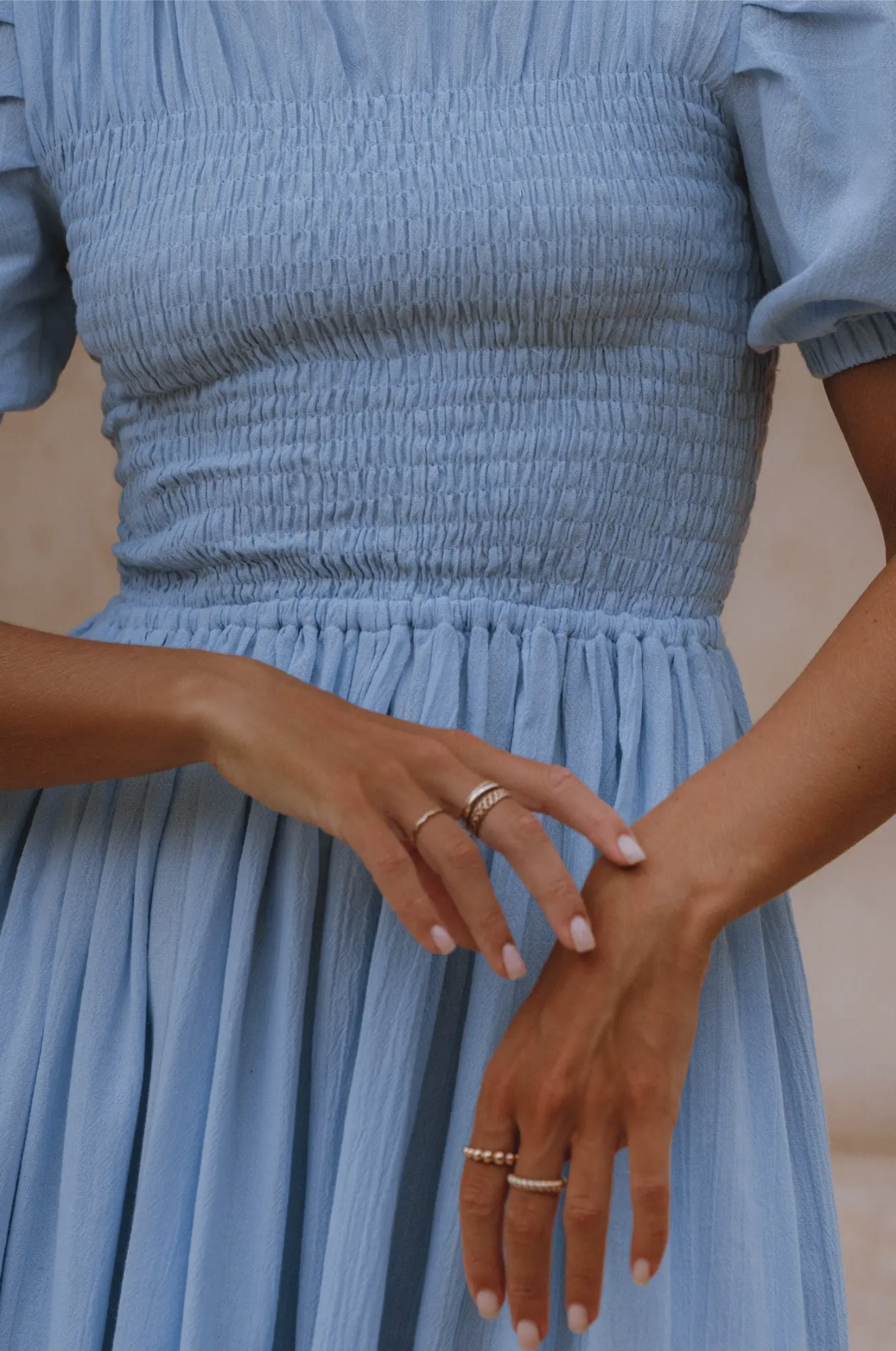 Sophie Smocked Linen Midi Dress