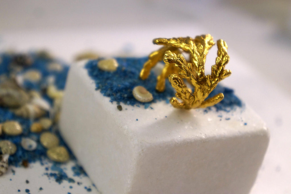 Juniper Leaf Ring: Gold-Plated Brass, Nature-Inspired Statement-1