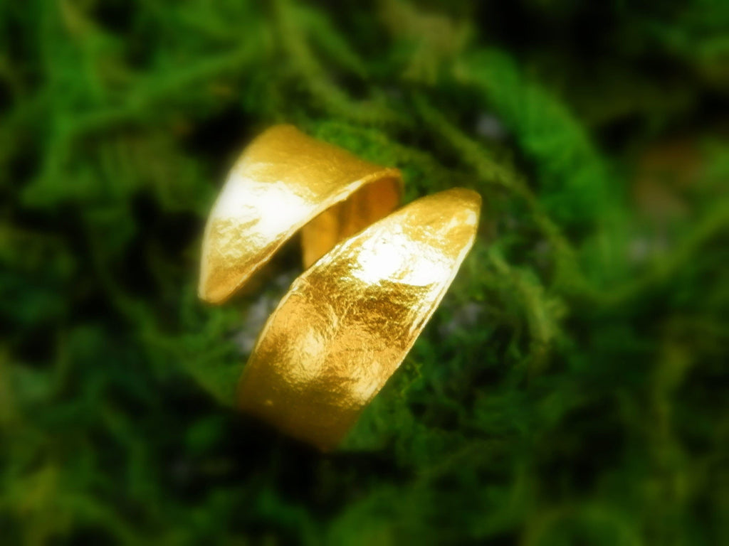 Olive Leaf Ring: Nature Inspired Adjustable Band (Sterling Silver, Two Tone)-2