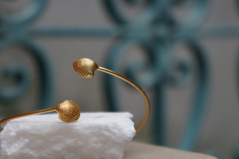 Sea Shell Gold Cuff Bracelet - Summer Inspired, Eco-Friendly-4