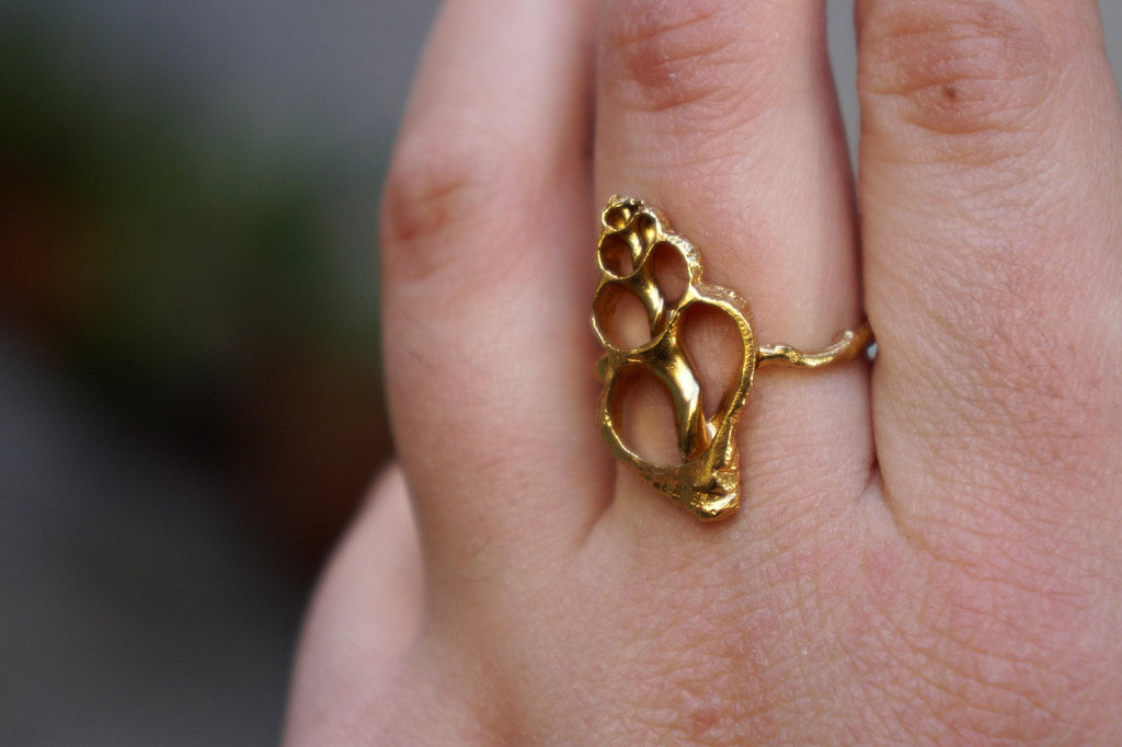 Sea Shell Ring, Adjustable Sterling Silver or Gold Jewelry, Nature-Inspired Design-4