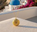 Sea Urchin Pendant Necklace: Gold Plated Silver - Sparkling Zircon-0