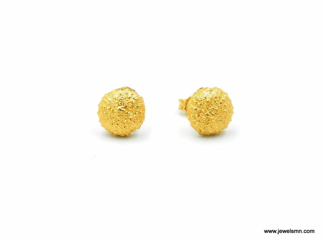 Urchin Stud Earrings: Gold Plated, Sterling Silver - Nature Detail-4