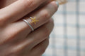 Starfish Ring: Nature Inspired Silver with Gold Accent - Adjustable-0