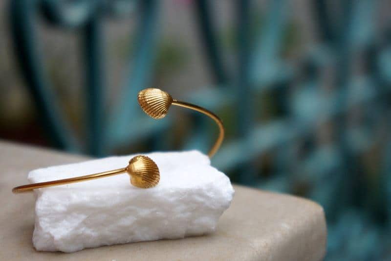 Sea Shell Gold Cuff Bracelet - Summer Inspired, Eco-Friendly-0