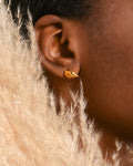 Minimalistic Sea Shell Earrings: 14k Gold on Sterling Silver Studs-0