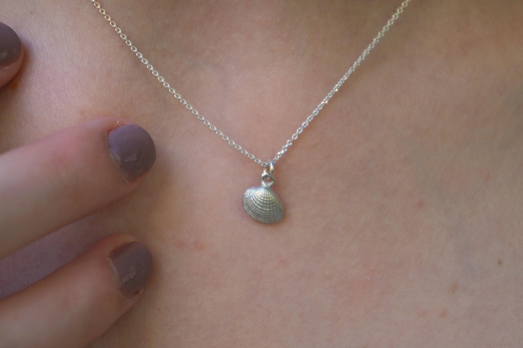 Silver Sea Shell Necklace, Gold-Plated Sterling Silver Pendant, Handmade Jewelry, Gift for Her, Birthday Gift for Women, Minimalist Jewelry-1