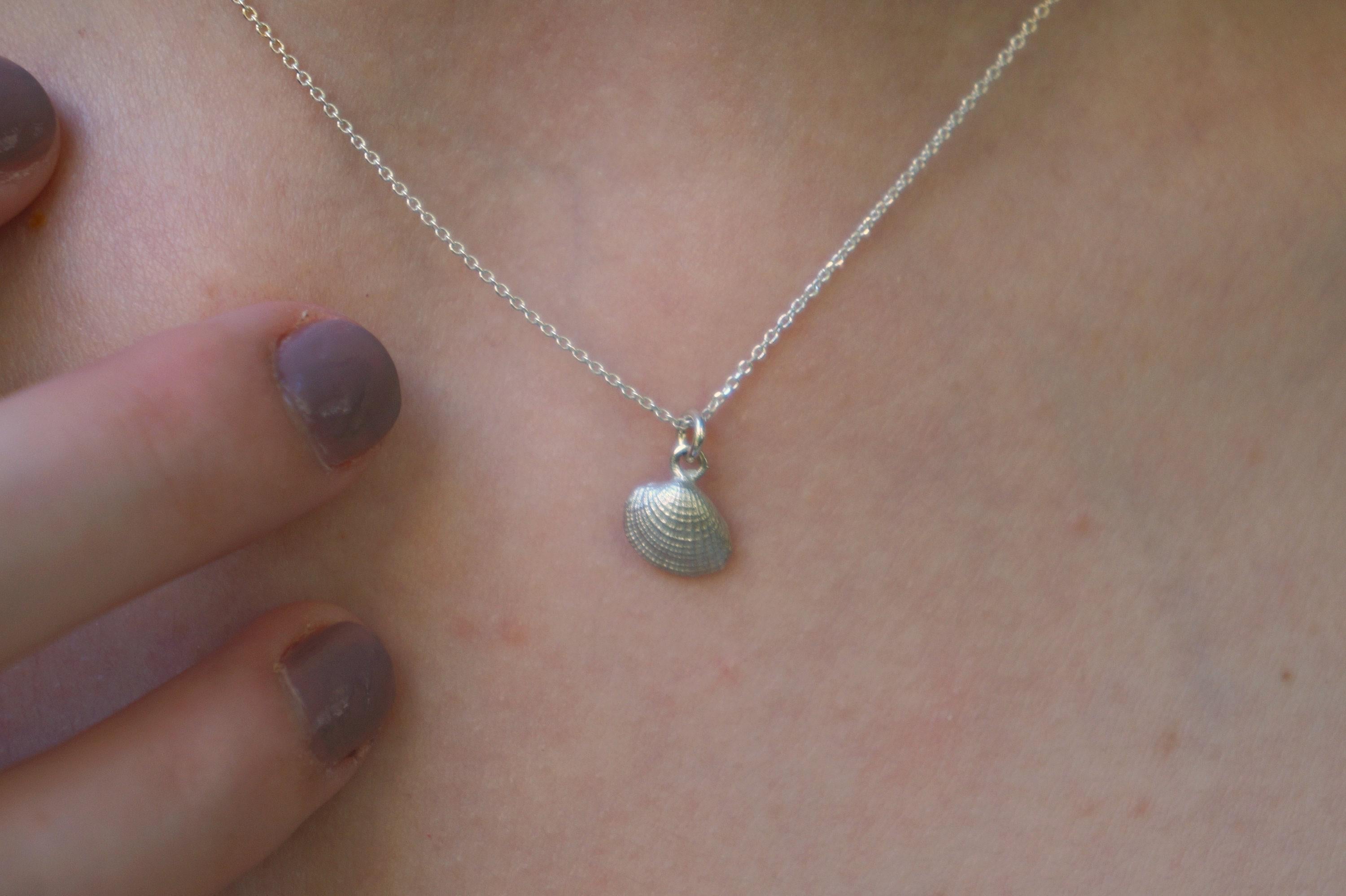 Silver Sea Shell Necklace, Gold-Plated Sterling Silver Pendant, Handmade Jewelry, Gift for Her, Birthday Gift for Women, Minimalist Jewelry-1