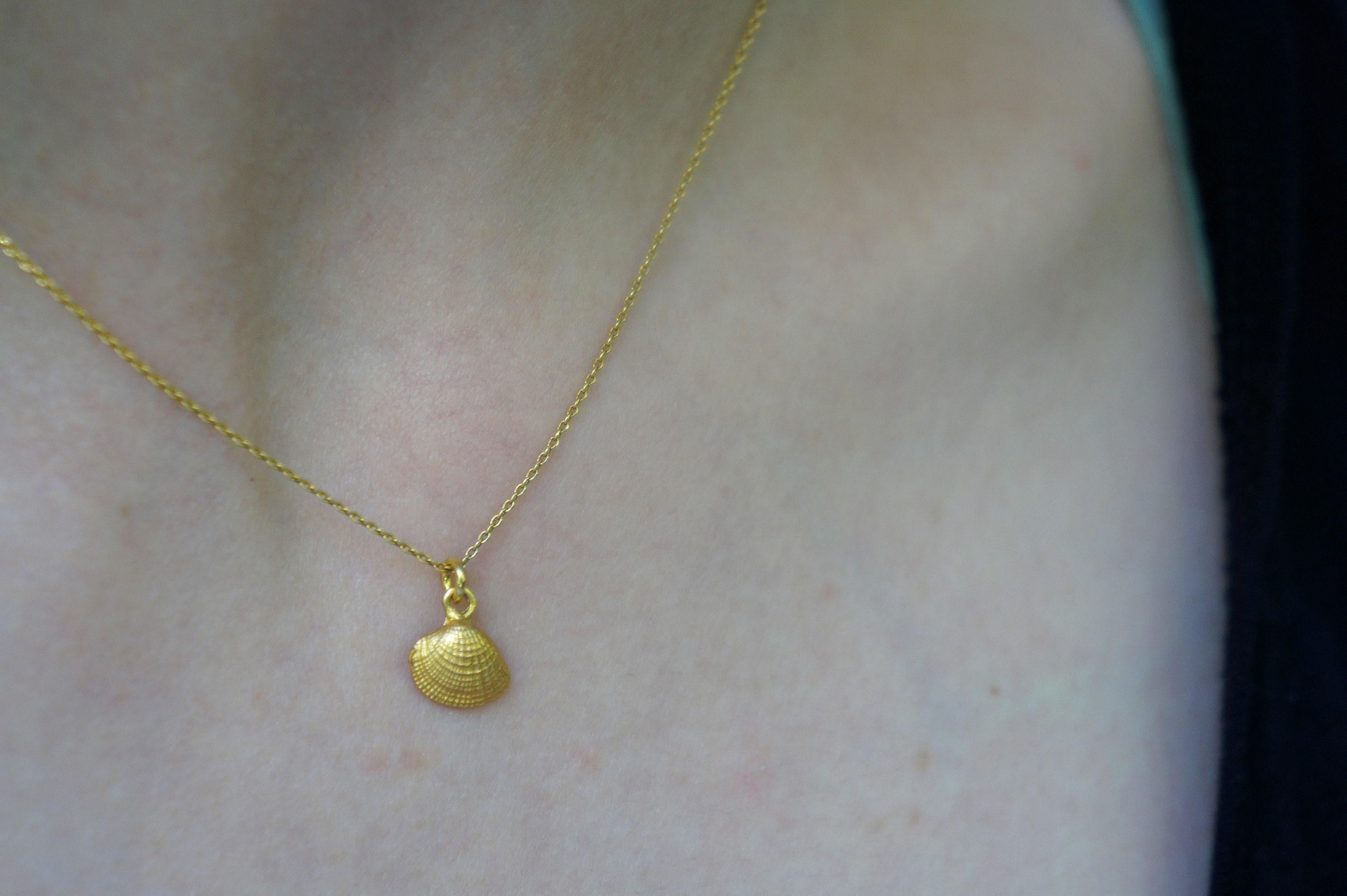 Silver Sea Shell Necklace, Gold-Plated Sterling Silver Pendant, Handmade Jewelry, Gift for Her, Birthday Gift for Women, Minimalist Jewelry-3