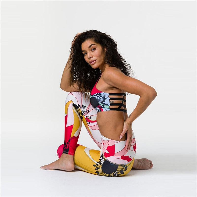 Floral Woman Sportwear Yoga Set