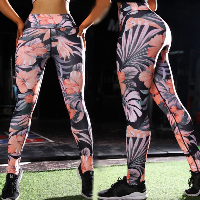 Floral Print Yoga Suit Gym Fitness Two Piece Set