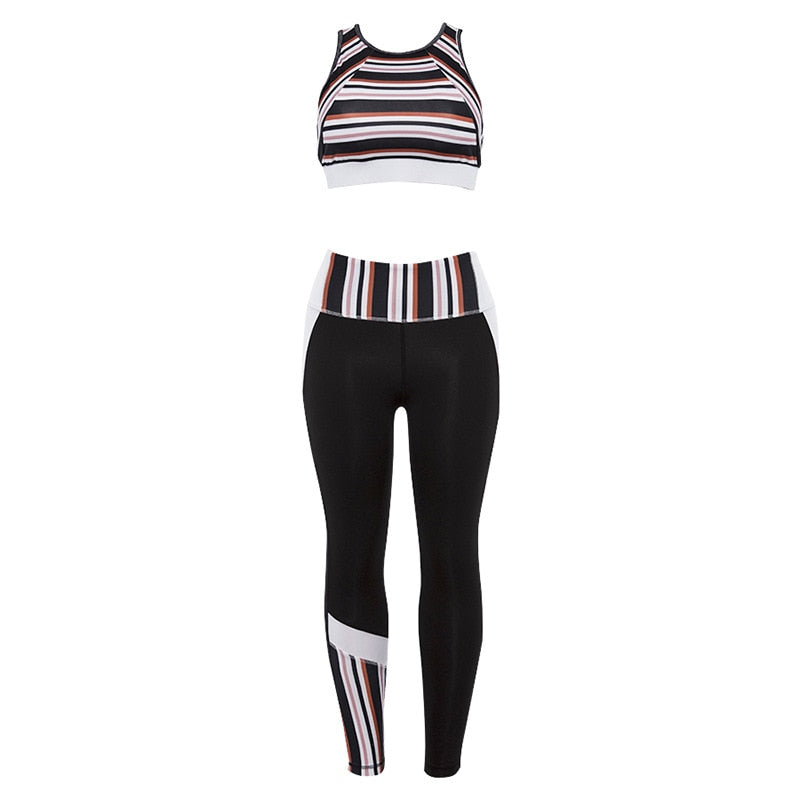 Women Striped Yoga Gym Set