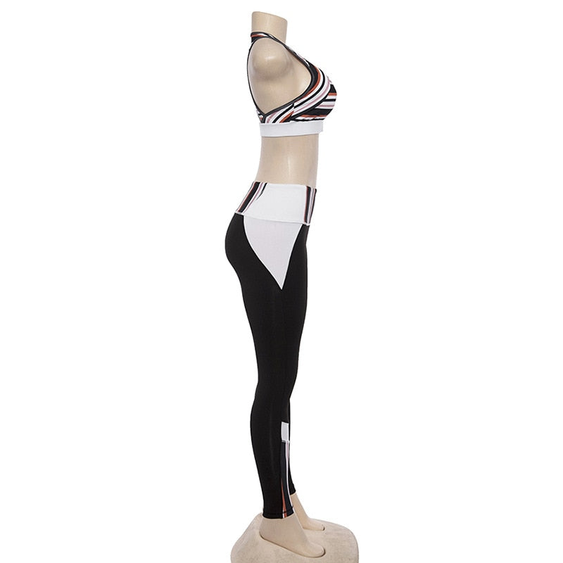 Women Striped Yoga Gym Set