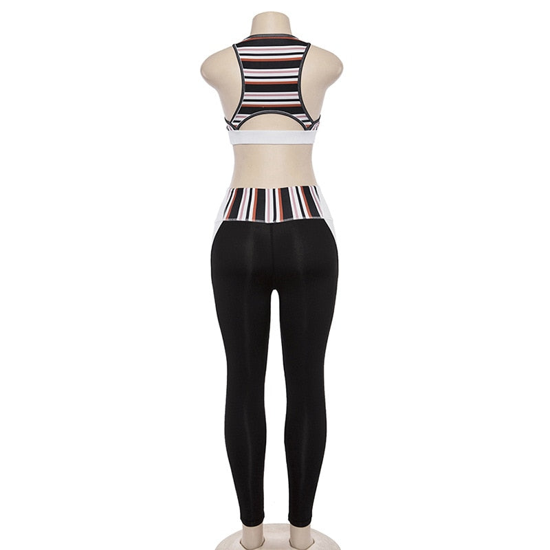 Women Striped Yoga Gym Set
