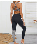 Seamless Leopard Print Patchwork Yoga Set